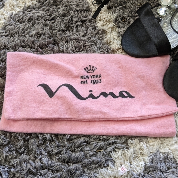 Nina Choda Black Satin Gem Strappy High Heel With Box Women's 9M - Picture 4 of 8